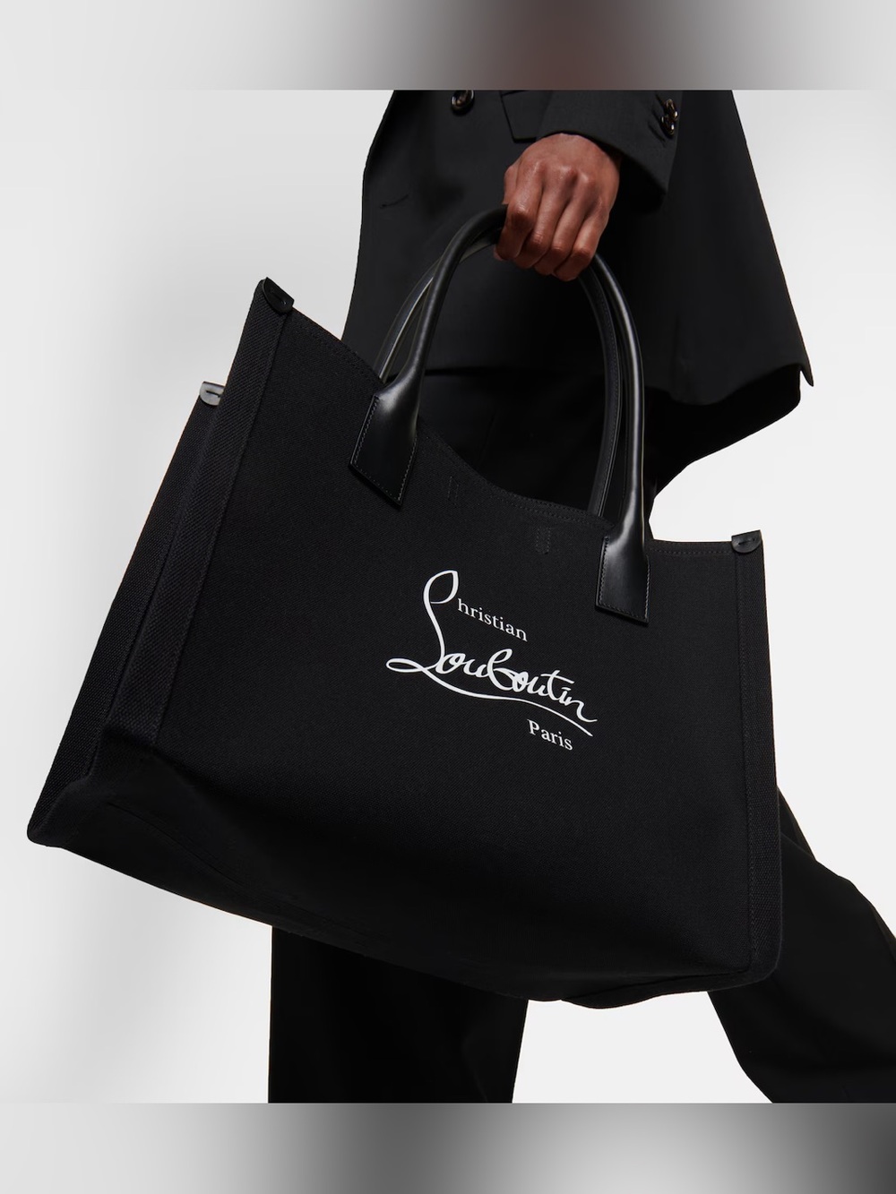 Christian Louboutin nastroloubi canvas tote beach bag travel shoulder bag black